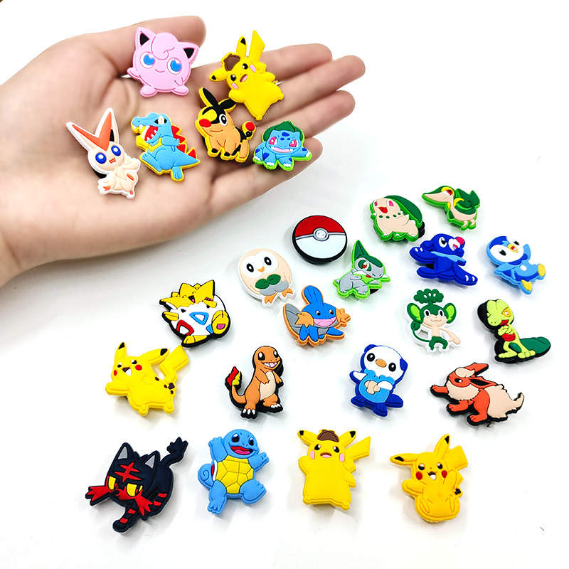 30 PCS PokeMon for Croc Shoe Charms for Boys, Shoe Charms Pins for Kids Girls, Party Gifts Bracelet Wristband, Shoe Decoration Accessories