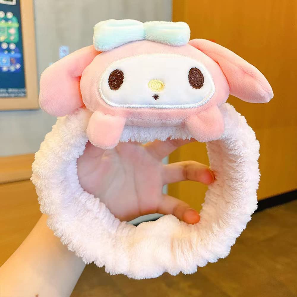 3 Pcs Kawaii Spa Headbands for Women, Elastic Makeup Hair Band in Beauty, Coral Fleece Hair Wraps for Washing Face, Fluffy Soft Cartoon Headbands for Skincare, Shower