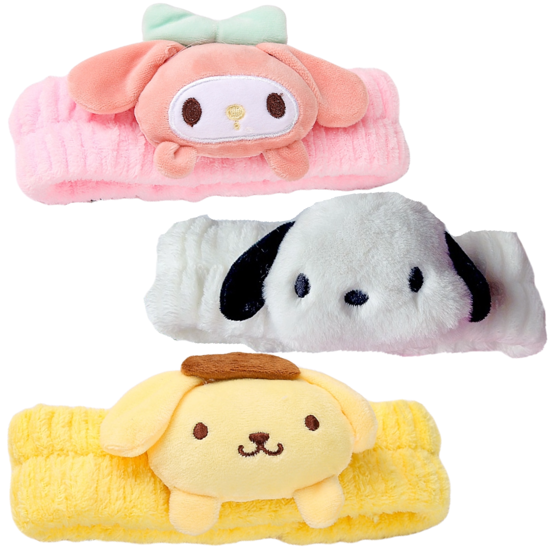 3 Pcs Kawaii Spa Headbands for Women, Elastic Makeup Hair Band in Beauty, Coral Fleece Hair Wraps for Washing Face, Fluffy Soft Cartoon Headbands for Skincare, Shower