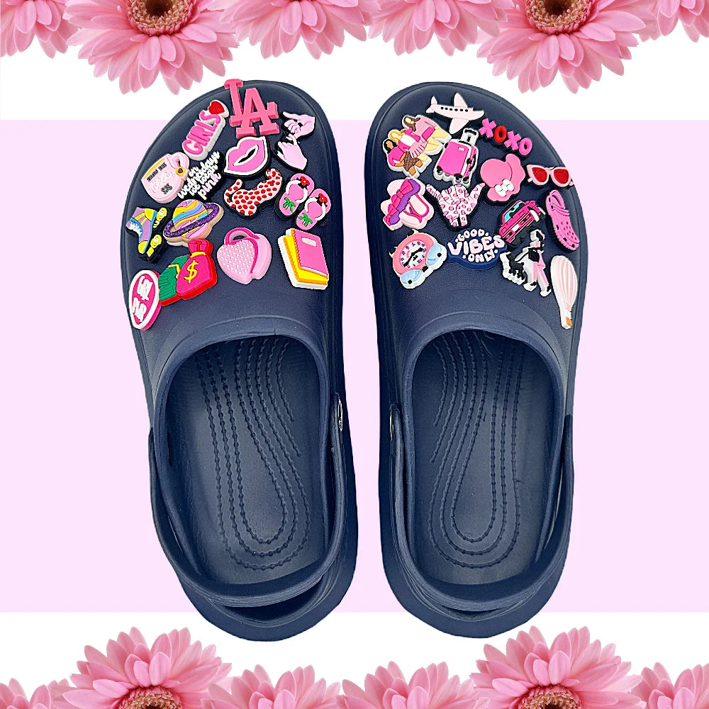 Pink Crocs Charms Jibbitz 30 Pack Party Favors Shoe Accessories Iva Sky