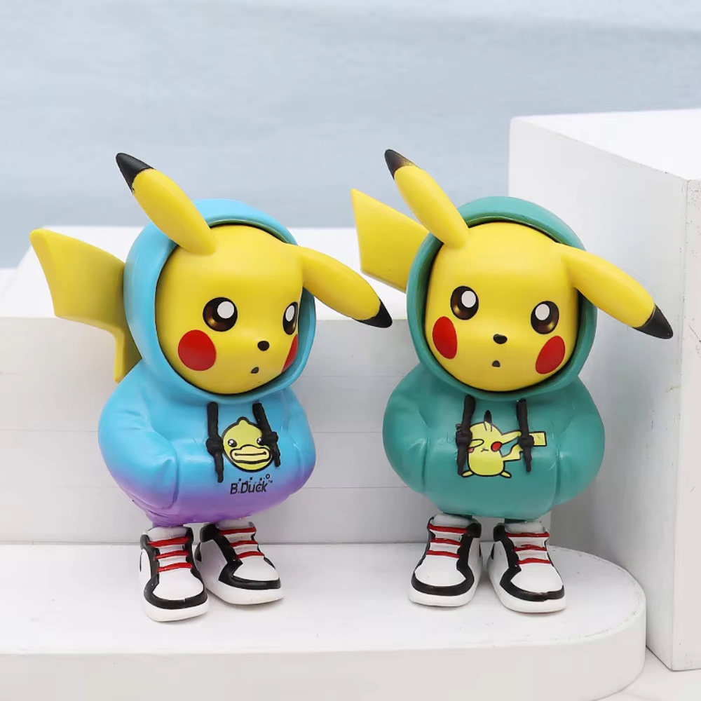 Pokemon Pikachu Cosplay Action Figure Set, 6 PCS Anime Toy Collection, Cartoon Style Elf Christmas Gift and Decor