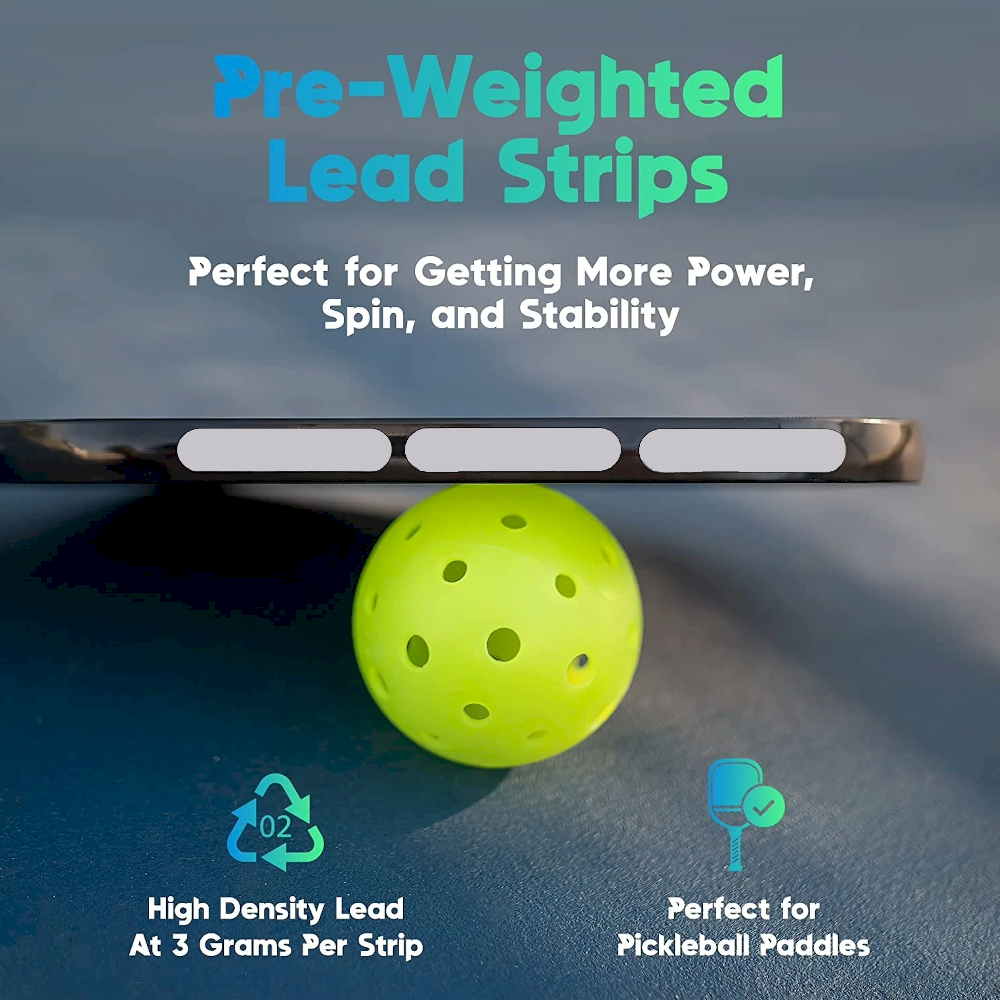 Pickleball Lead Tape High Adhesive, 3g Weight Strips, Paddle Edge Guard, Enhanced Power, Control and Precision | Silver