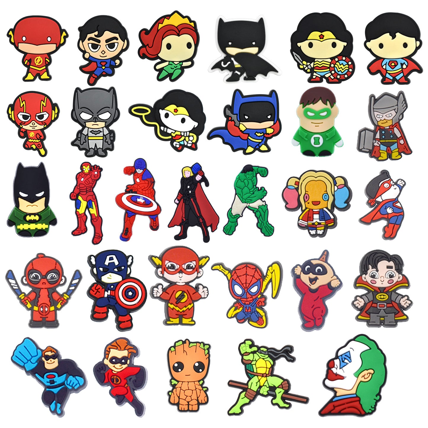 30 Pcs Superhero Shoe Charms for Croc Boys Kids, Anime Cartoon Marvel Charms for Wristband Bracelets, Spider Man Shoe Charms for Sandals Decoration Accessories.