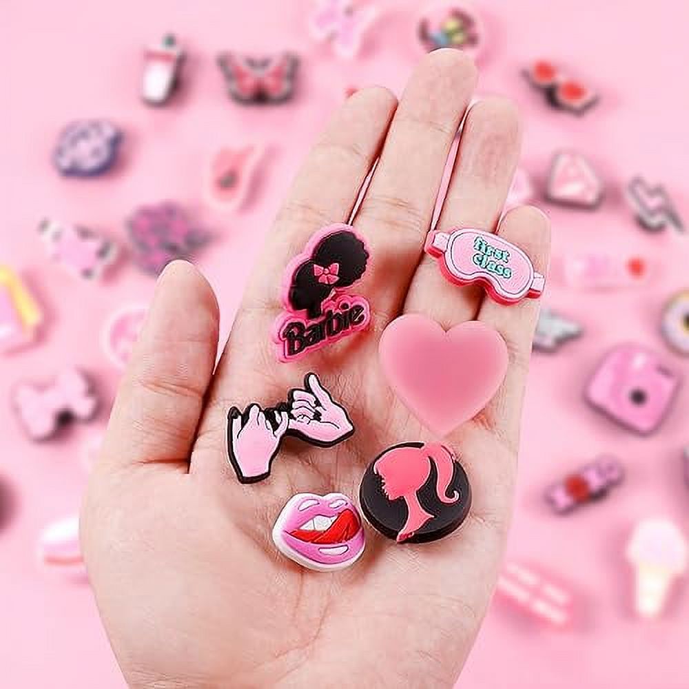 30 PCS Random Pink Croc Shoe Charms for Boys, Shoe Charms Pins for Kids Girls, Party Gifts Bracelet Wristband, Shoe Decoration Accessories