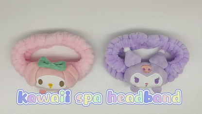 Kawaii Spa Headbands for Women | Fluffy Soft Coral Fleece Hair Wraps for Skincare, Shower, and Makeup